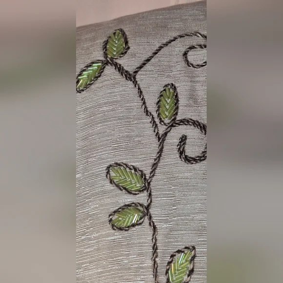 SILK LAND 100% Silk Light Brown Floral Embroidered Blazer - Picture 8 of 11